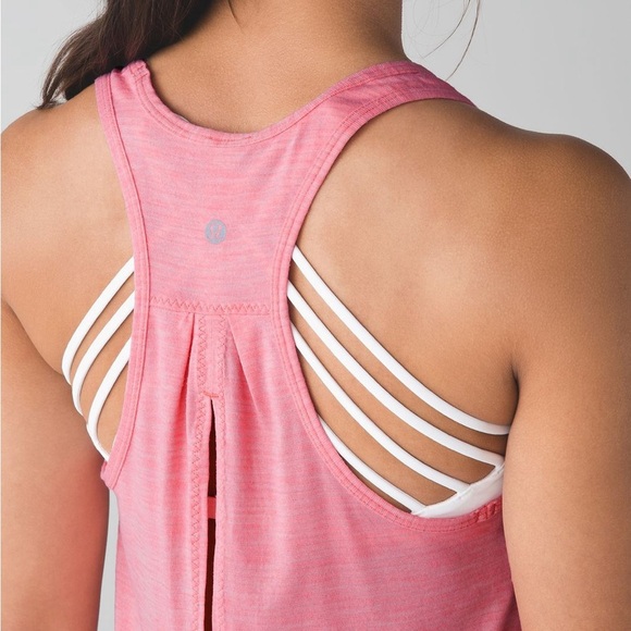 Lululemon Salute the Sun Tank – Heathered Yum Yum Pink Size 4 Tie Up Split Back - Picture 3 of 9